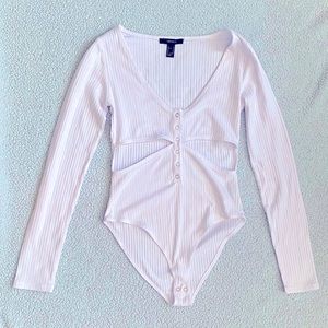 white cutout bodysuit